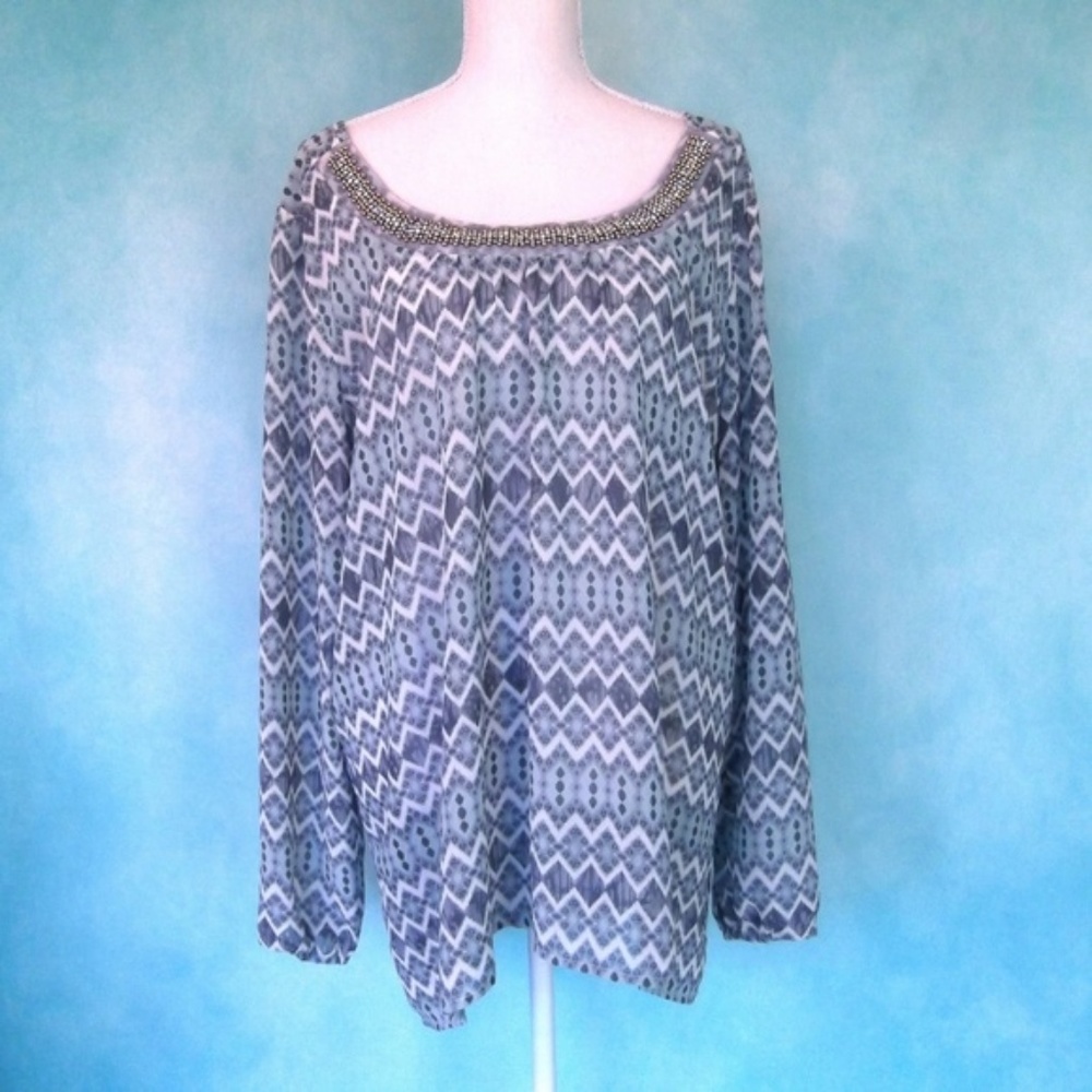Maurice's Rhinestone Boho Blouse 22/24